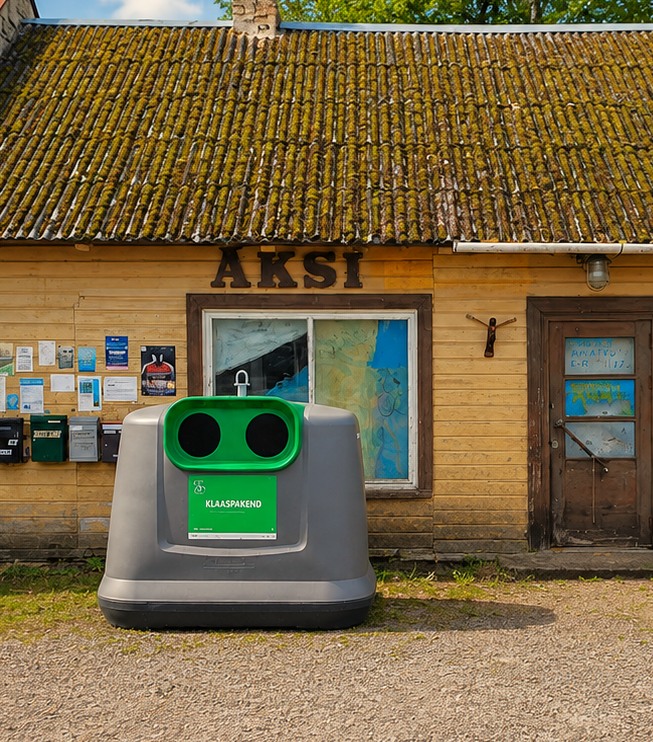 City.Bin klaaspakendi konteiner Äksi keskuses
